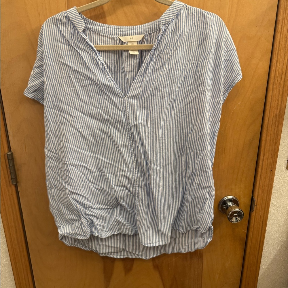 H&M Light Blue Striped Blouse